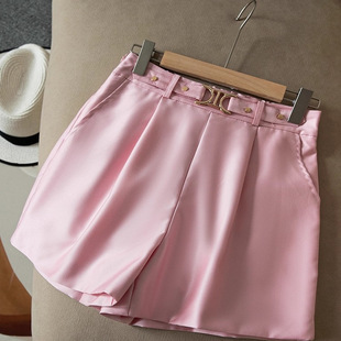 女 利落通勤短袖 饰A字直筒纯色休闲裤 腰袢装 U07943 半松紧腰