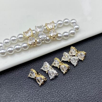 12×6mm大锆石蝴蝶结3空排扣隔片DIY饰品配件水晶珠宝文玩配件