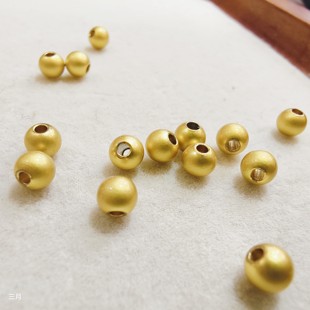 18k高保色古法哑光圆珠子手工diy饰品配件金色项链手链串珠散珠