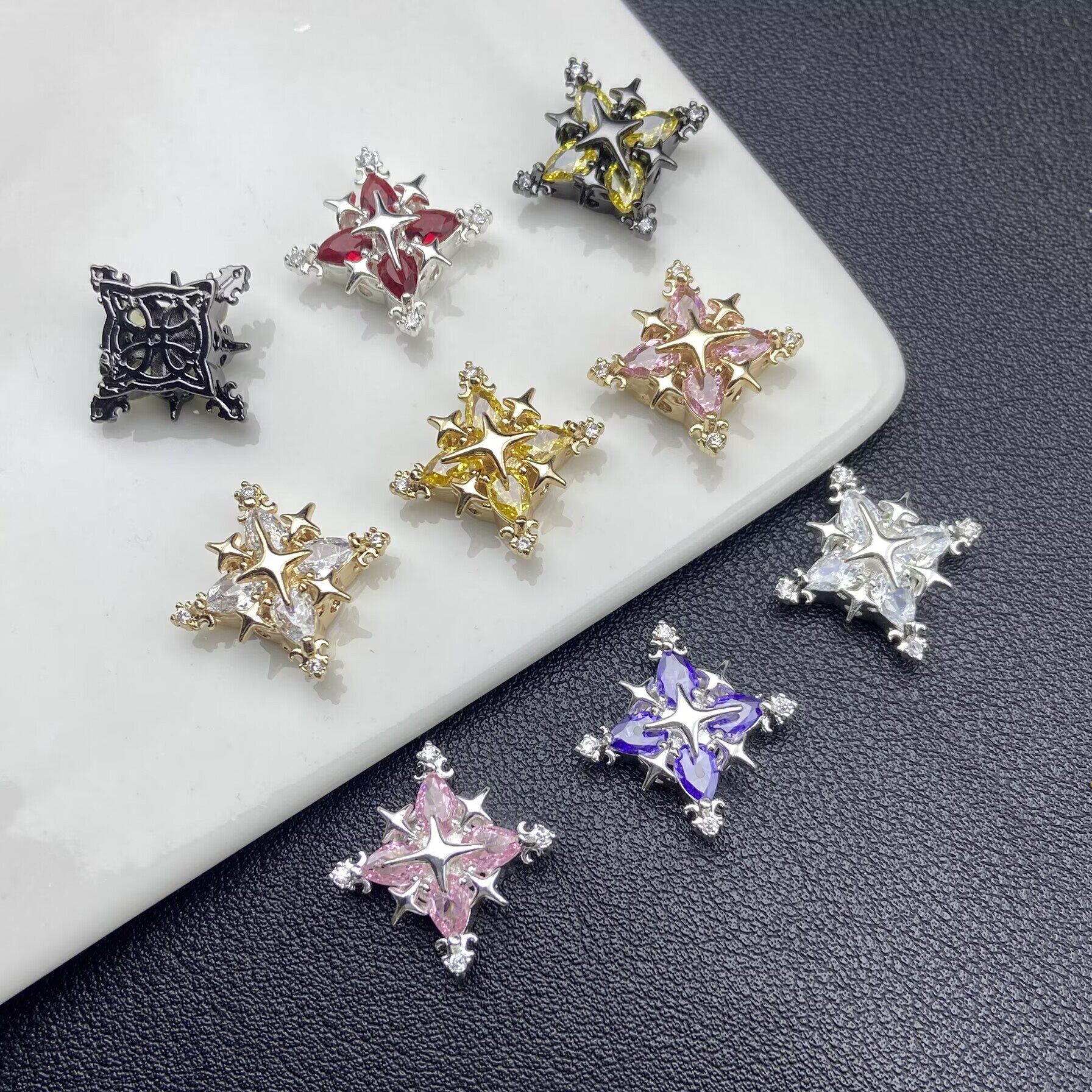 微镶锆石芒星隔珠手工diy珍珠手
