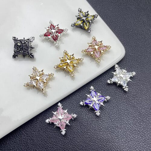 微镶锆石芒星隔珠手工diy珍珠手