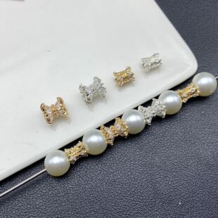 高保色满钻双面花托隔珠托柱diy手工串珠水晶手链项链首饰品配件