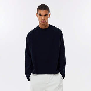 基础短款 新美式 T恤男重磅圆领秋季 型长袖 宽松上衣 插肩BOXY短宽版