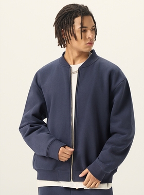 SGC美式老钱风cleanfit拉链夹克卫衣棒球服秋冬慵懒高级感外套男