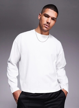 SGC美式纯棉短款上衣长袖280g重磅宽松男女基础秋冬BOXY版型T恤