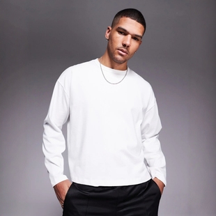 280g重磅宽松男女基础秋冬BOXY版 上衣长袖 型T恤 纯棉短款 SGC美式