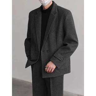 高级感宽松加厚保暖休闲呢子西 冬季 法国Anseola毛呢西装 外套男士
