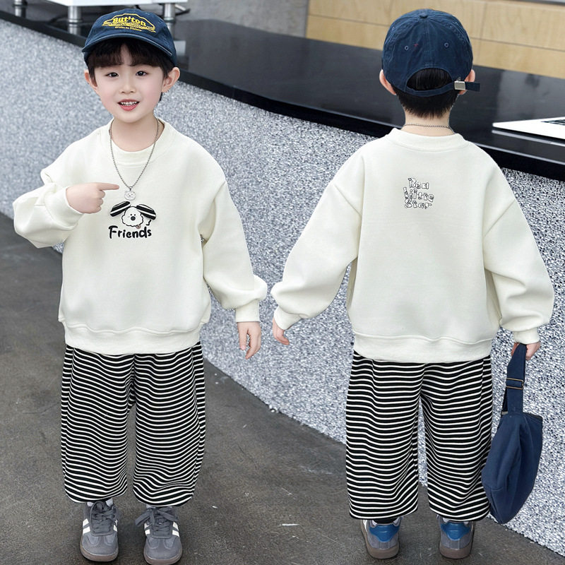 男童春季套装2026新款儿童卡通韩版卫衣两件套潮酷小男孩休闲衣服