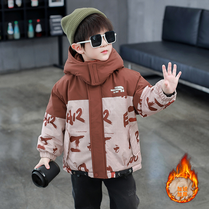 男童秋冬装加绒加厚棉衣外套2025新款洋气宝宝派克服儿童冬季棉袄