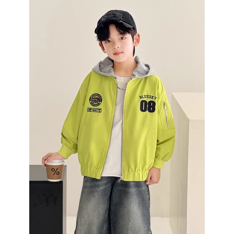 男童春装外套2026新款中大童春季男孩春秋款儿童痞帅炸街连帽夹克