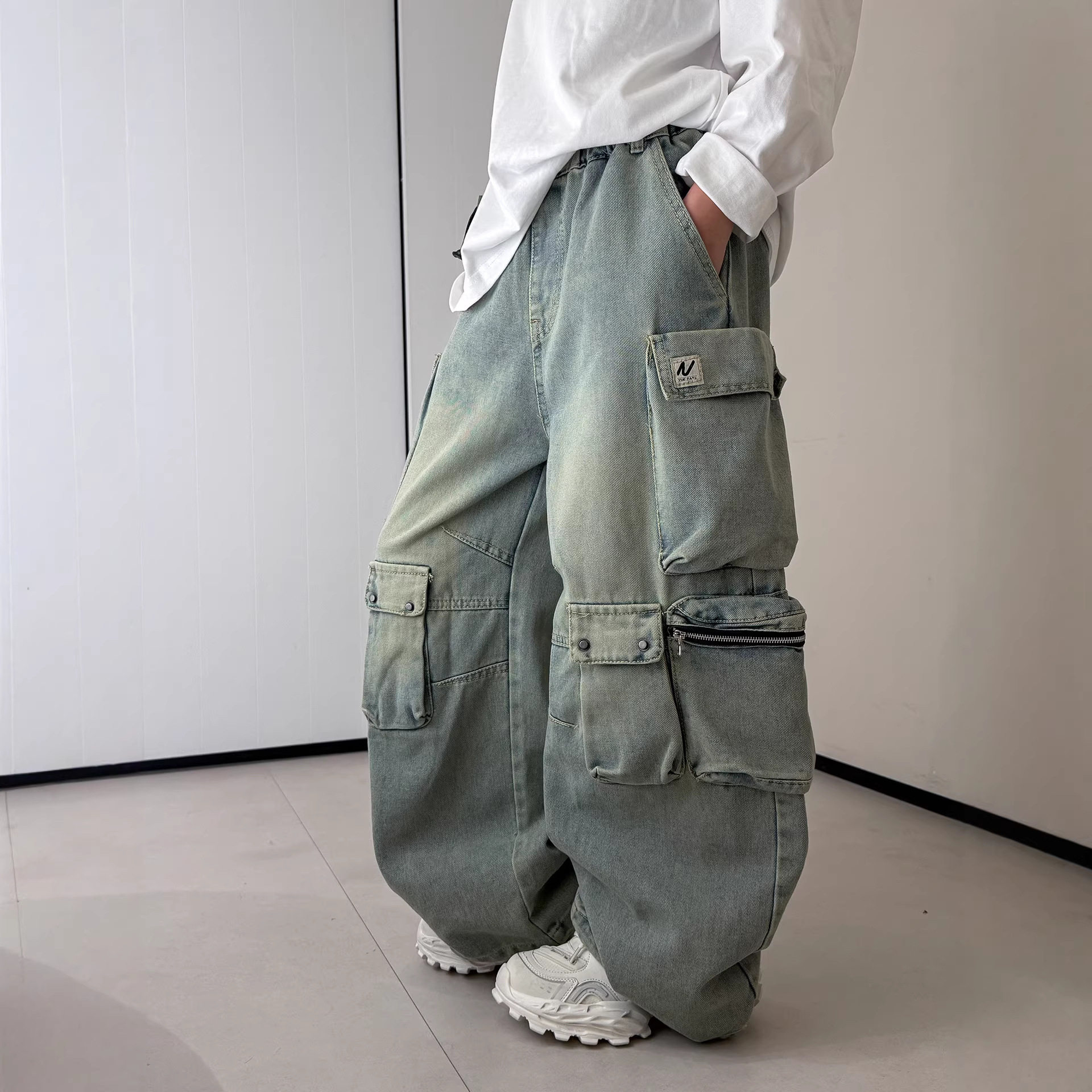 儿童装男童春装裤子2026新款春秋款中大童长裤春季男孩工装牛仔裤