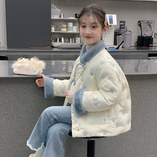 女童新中式羽绒服2025新款加厚保暖白鸭绒亮片外套儿童羽绒服新款