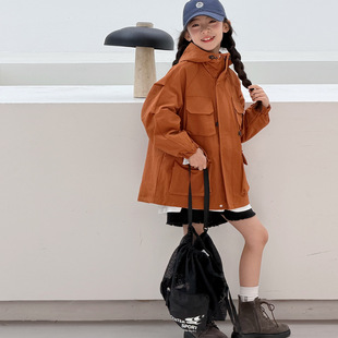 韩国童装女童冲锋衣早春穿搭女孩春装工装风外套儿童春秋夹克风衣