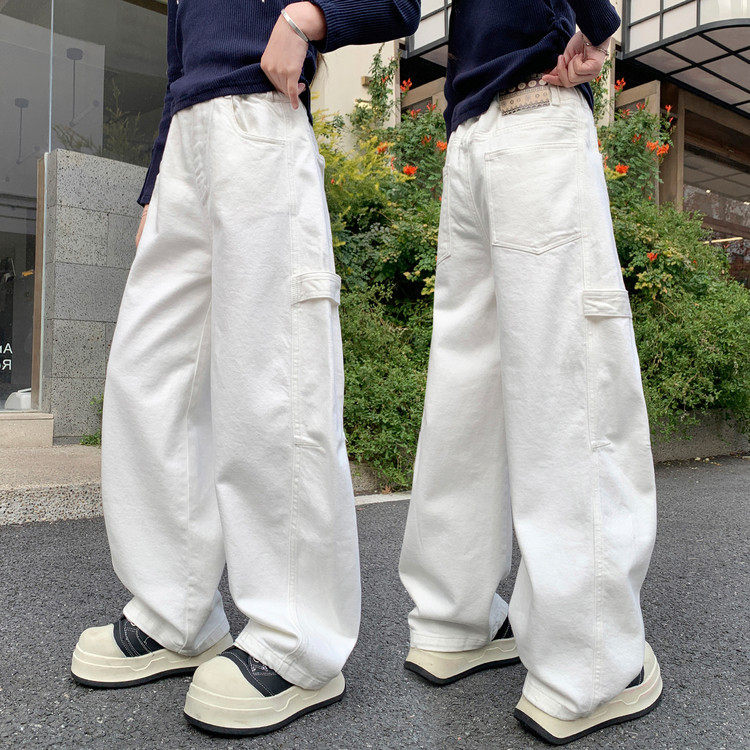 女童休闲裤2026春款新款中大童休闲弯刀裤子显瘦直筒阔腿工装裤