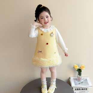 女童连衣裙春季2026新款洋气儿童春秋蛋糕裙女宝宝春装背心裙童装