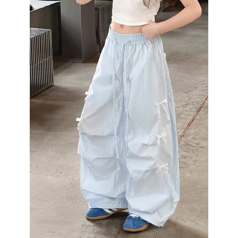 女童休闲裤2026夏季新款大童薄款透气宽松百搭工装裤阔腿裤直筒裤