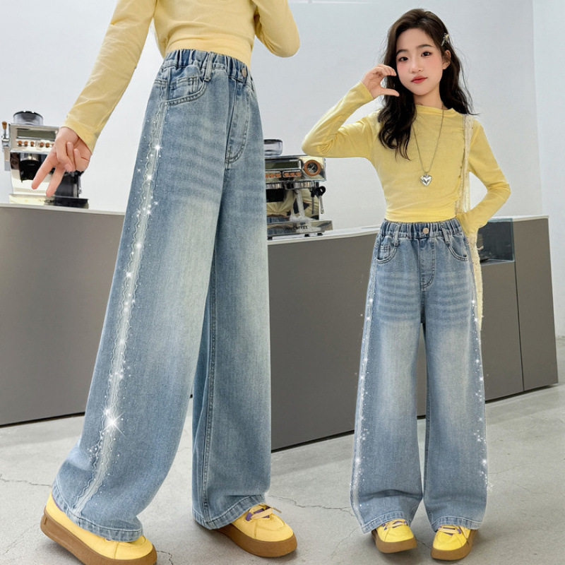 女童裤子春秋款2026新款儿童春季休闲牛仔裤中大童女孩直筒阔腿裤,童装/婴儿装/亲子装,儿童牛仔裤,淘宝优惠券,粉丝福利购,淘宝优惠卷