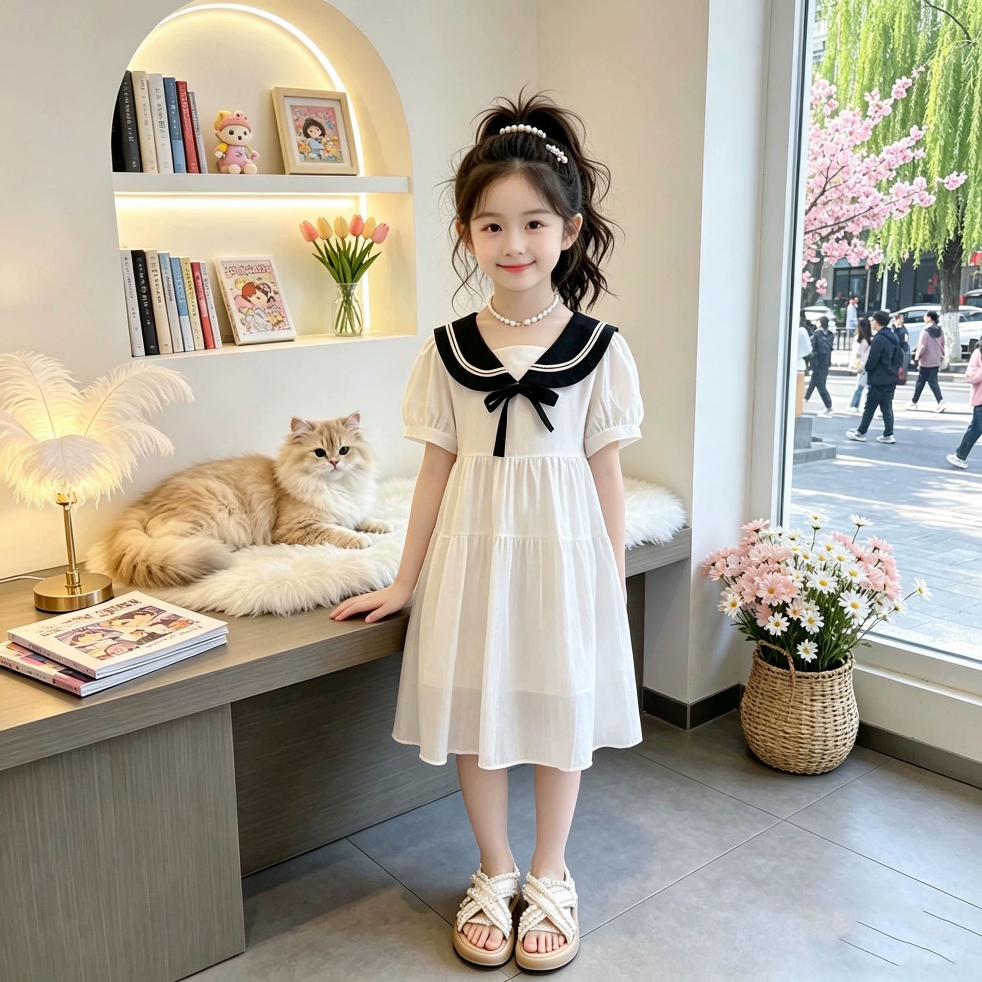 女童连衣裙2026夏季新款超好看儿童中大童夏装海军领学院风裙子潮
