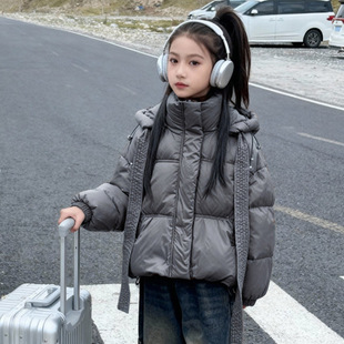 女大童冬季棉衣2025新款中大童加绒加厚洋气女孩韩版时尚保暖外套