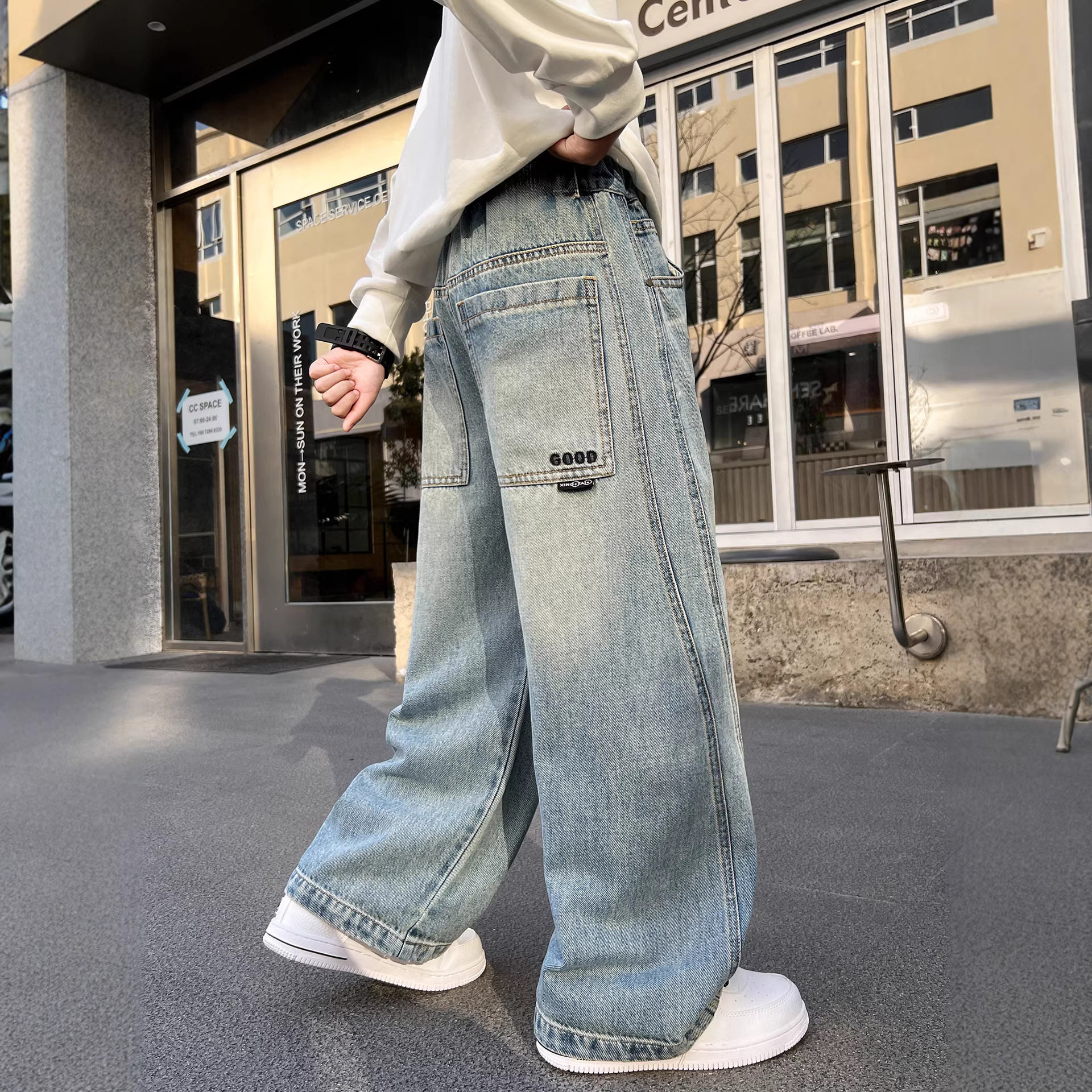 男童裤子春装洋气中大童牛仔长裤2026新款男孩儿童春秋款宽松裤潮