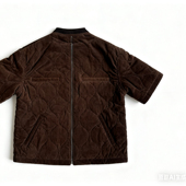 葫芦纹圆领拉链夹棉外套宽松休闲秋冬上衣 马甲 2025新款 山系短袖