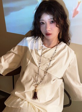 《海陆的灯塔》原创设计白水晶跟红石榴石的碰撞多种戴法长项链