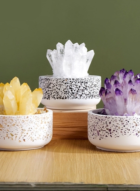 天然水晶簇香薰摆件水晶碎石石膏消磁碗桌面微景观家居桌面装饰品