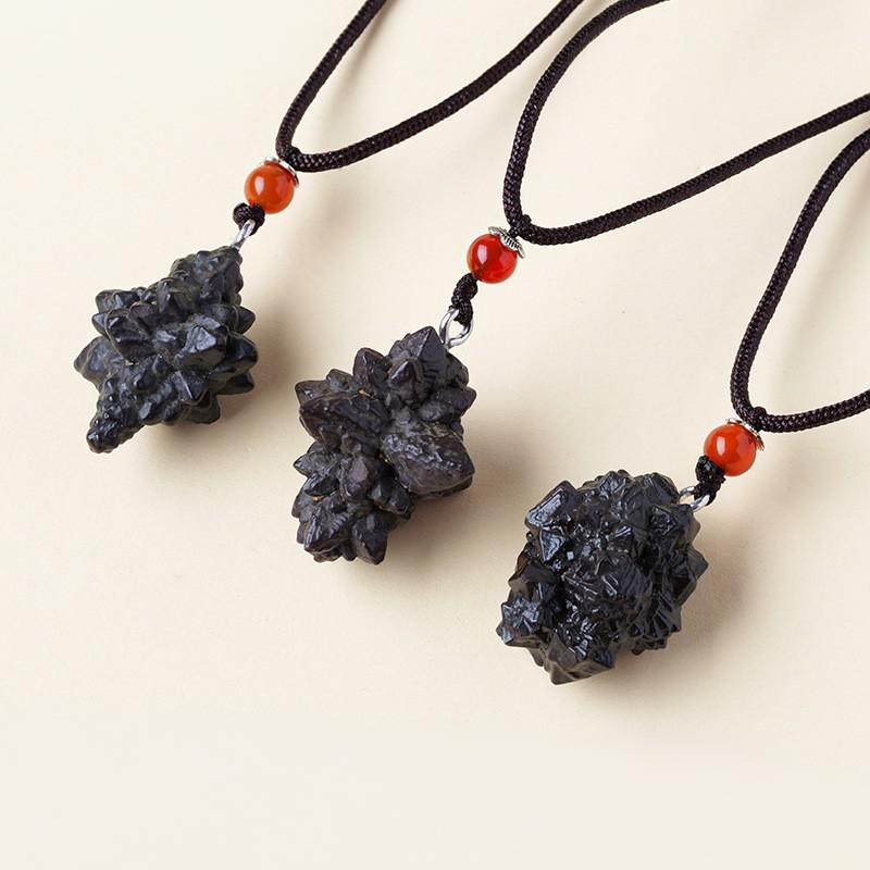 东海天然水晶黑金刚原石吊坠埃及预言石瑜伽石天然金刚石饰品挂件