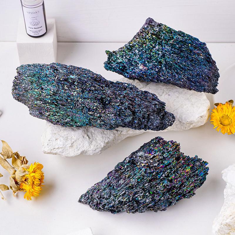 天然水晶原石矿石 七彩矿石摆件 碳化硅标本花盆鱼缸造景装饰摆件