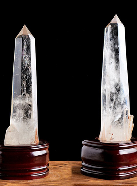 东海天然水晶白水晶柱透体白色水晶柱家居客厅玄关摆件水晶工艺品