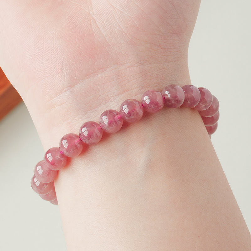 东海县天然水晶紫马粉手链粉水晶圆珠散珠单圈手串水晶圆珠半成品