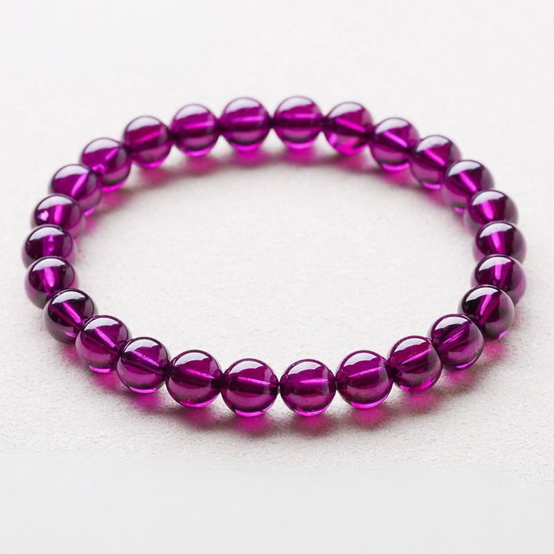 天然水晶收藏级紫牙乌石榴石手链净体石榴石圆珠手串高档水晶饰品