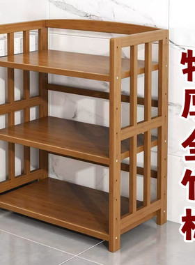 厨房置物架落地多层层柜锅架子家用楠竹实木阳台微波炉储物收纳架