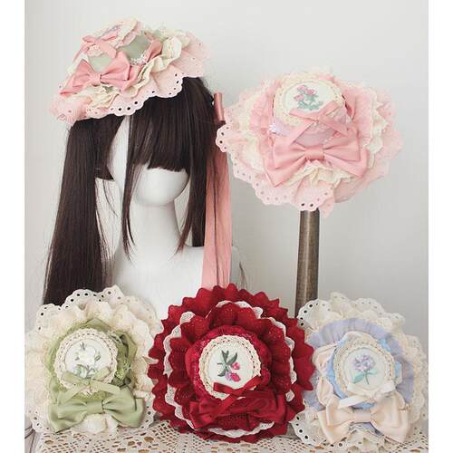 全色四时花手工小礼帽lolita少女发饰优雅软妹lo娘茶会甜美小帽子