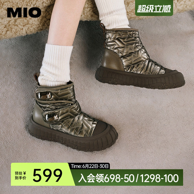 MIO米奥冬季短筒靴圆头厚底雪地靴酷趣有型短靴百搭增高靴子女