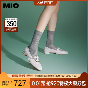 MIO米奥2024年春季纯色低跟新款浅口单鞋金属饰扣复古芭蕾小单鞋