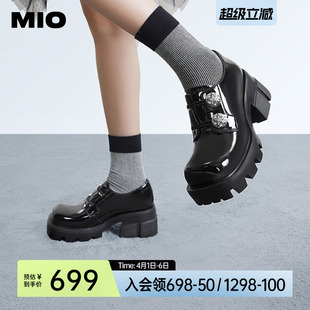 显高牛津鞋 女 摩登学院时髦小皮鞋 MIO米奥复古方头松糕底乐福鞋