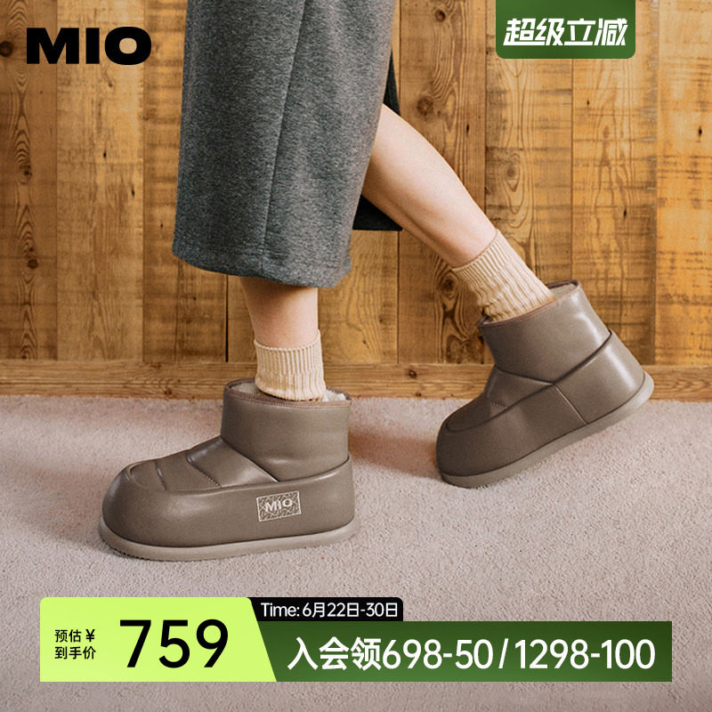 MIO米奥冬雪地靴厚底加绒加厚可爱圆头短靴时尚毛绒保暖靴子女鞋