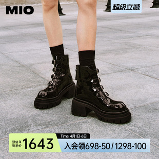 MIO米奥冬季 经典 百搭马丁靴复古潮流高跟短靴 李艺彤同款