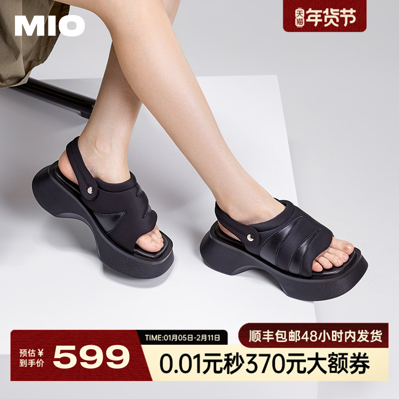 MIO米奥夏鱼嘴鞋松糕厚底运动沙发凉鞋酷感个性时尚休闲沙滩鞋女