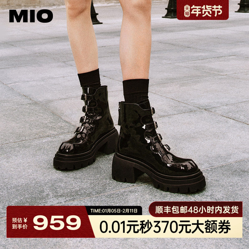 【李艺彤同款】MIO米奥冬季复古圆头马丁潮流机车靴增高短靴