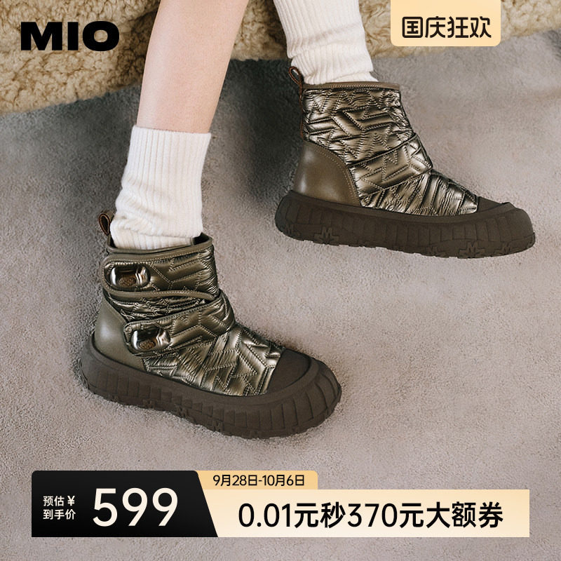 MIO米奥冬季短筒靴圆头厚底雪地靴酷趣有型短靴百搭增高靴子女