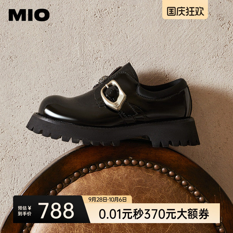MIO米奥乐福鞋春夏款金属牛津鞋饰扣学院风厚底增高通勤百搭单鞋图片