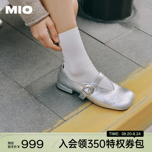 甜美方头坡跟单鞋 MIO米奥2025春季 时尚 新款 女 复古皮带扣玛丽珍鞋