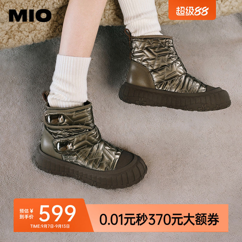 MIO米奥冬季短筒靴圆头厚底雪地靴酷趣有型短靴百搭增高靴子女