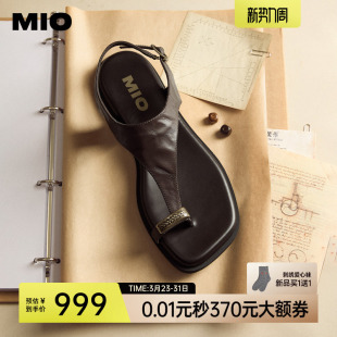 方头平底单鞋 法式 外穿人字拖 女2026夏新款 MIO米奥老钱风夹脚凉鞋