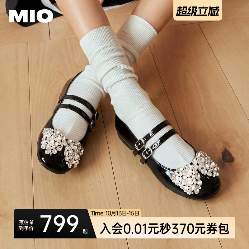 MIO米奥玛丽珍鞋2026秋季新款圆头平底芭蕾舞鞋蝴蝶钻饰单鞋女鞋