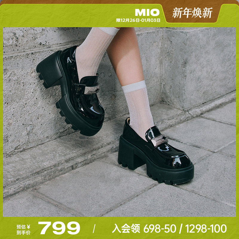 米奥乐福鞋MIO钻饰扣单鞋