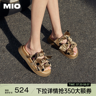 經(jīng)典 MIO米奧夏季 拖鞋 復(fù)古風(fēng)波點蝴蝶帶式 新款 厚底一字拖女