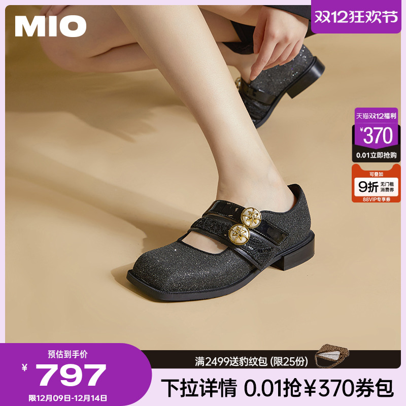 MIO春季复古低跟浅口玛丽珍女鞋